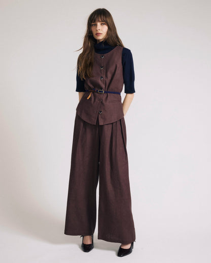 Palais Stretch Linen Blend Wide Leg Pant - Sophisticated Brown | Universal Standard