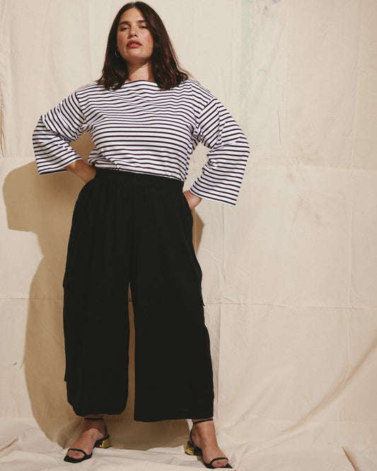 Palazzo Cargo Linen Blend Pant - Black | Universal Standard