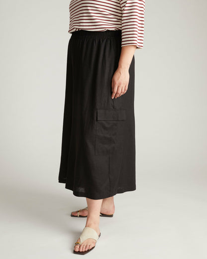 Palazzo Cargo Linen Blend Pant - Black | Universal Standard