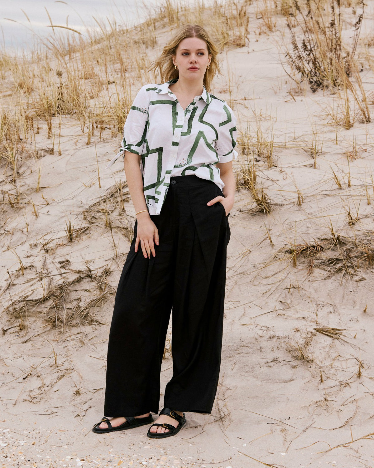 Marley Wide Leg Linen Blend Pants - Black | Universal Standard