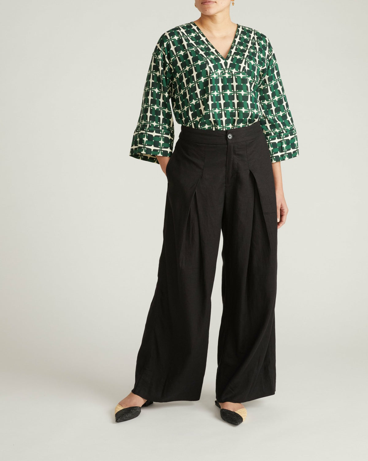 Marley Wide Leg Linen Blend Pants - Black | Universal Standard