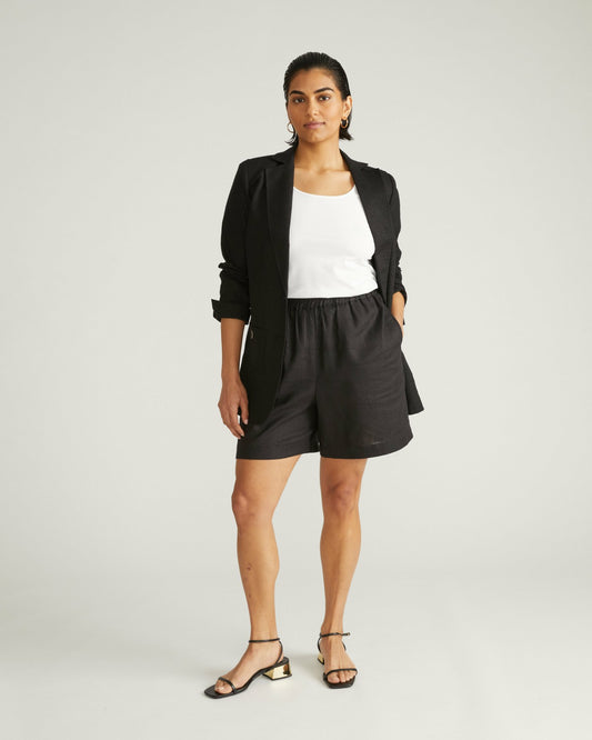 Juniper Linen Blend Easy Pull-On Shorts - Black | Universal Standard