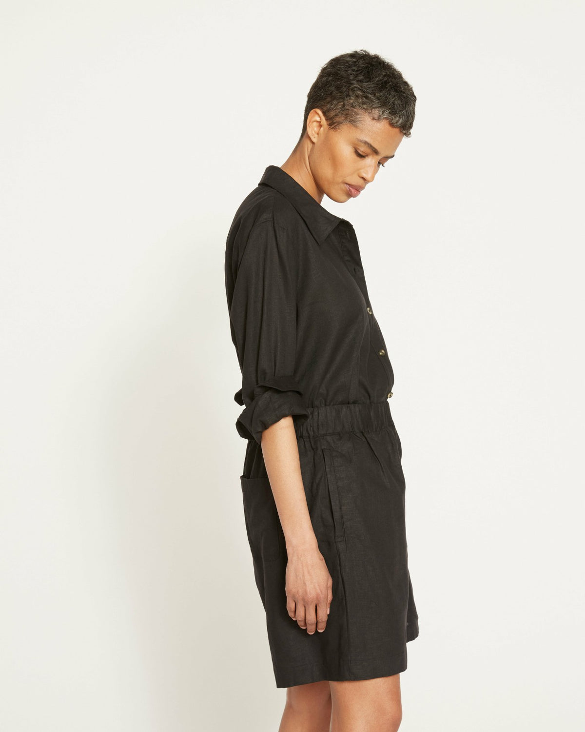 Juniper Linen Blend Easy Pull-On Shorts - Black | Universal Standard