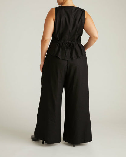 Palais Stretch Linen Blend Wide Leg Pant - Black | Universal Standard