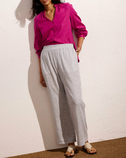 Iris Linen Blend Easy Pull-On Pants - Beach Stripe | Universal Standard