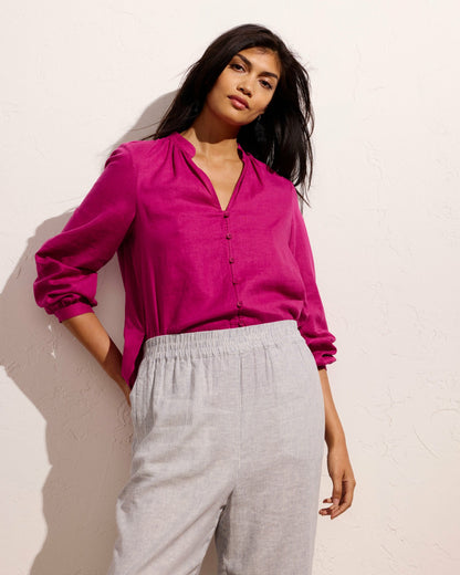 Iris Linen Blend Easy Pull-On Pants - Beach Stripe | Universal Standard