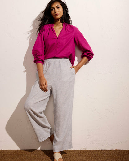 Iris Linen Blend Easy Pull-On Pants - Beach Stripe | Universal Standard