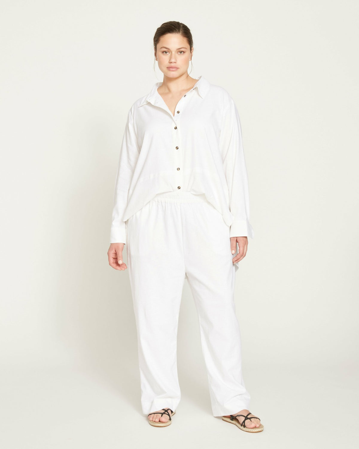 Iris Linen Blend Easy Pull-On Pants - White | Universal Standard