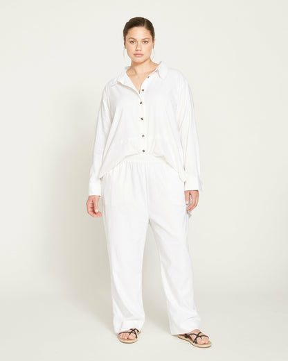 Iris Linen Blend Easy Pull-On Pants - White | Universal Standard