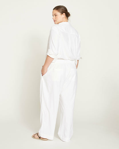 Iris Linen Blend Easy Pull-On Pants - White | Universal Standard
