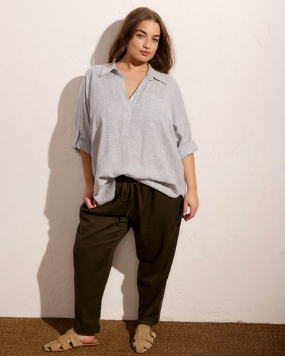 Sayville Linen Blend Drawstring Pant - Camo | Universal Standard