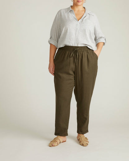 Sayville Linen Blend Drawstring Pant - Camo | Universal Standard