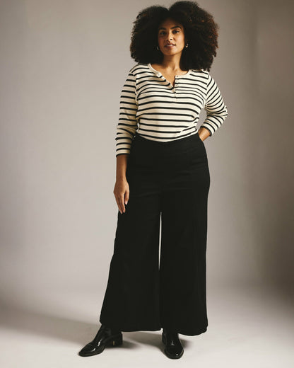 Olivia Pintuck Wide Leg Jeans - Jet Black | Universal Standard