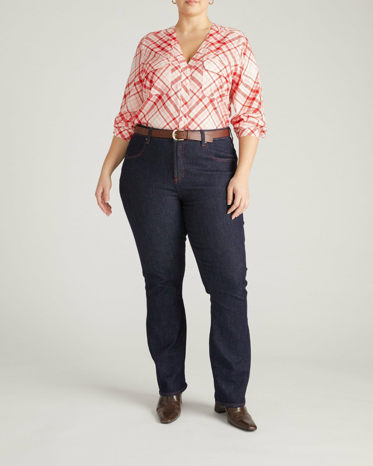 Marne Bootcut Jeans 32 inch - Americana Wash with Red Stitching | Universal Standard