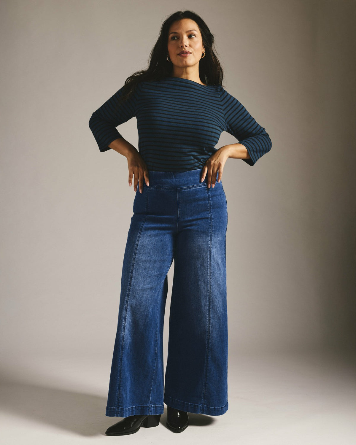 Olivia Pintuck Wide Leg Jeans - True Blue | Universal Standard