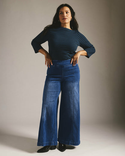 Olivia Pintuck Wide Leg Jeans - True Blue | Universal Standard