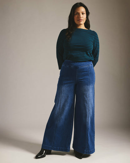 Olivia Pintuck Wide Leg Jeans - True Blue | Universal Standard