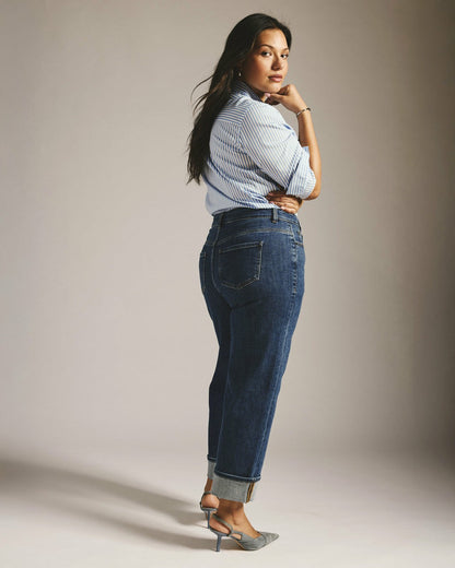 Stevie High Rise Cuffed Straight Leg Jeans - Odeon Blue | Universal Standard