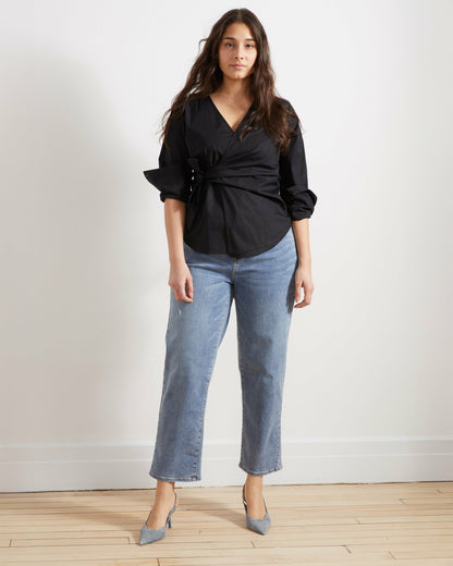 Ella High Rise Straight Leg Jeans - Distressed Washed Indigo | Universal Standard