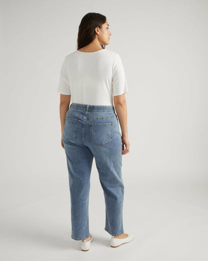 Ella High Rise Straight Leg Jeans - Distressed Washed Indigo | Universal Standard