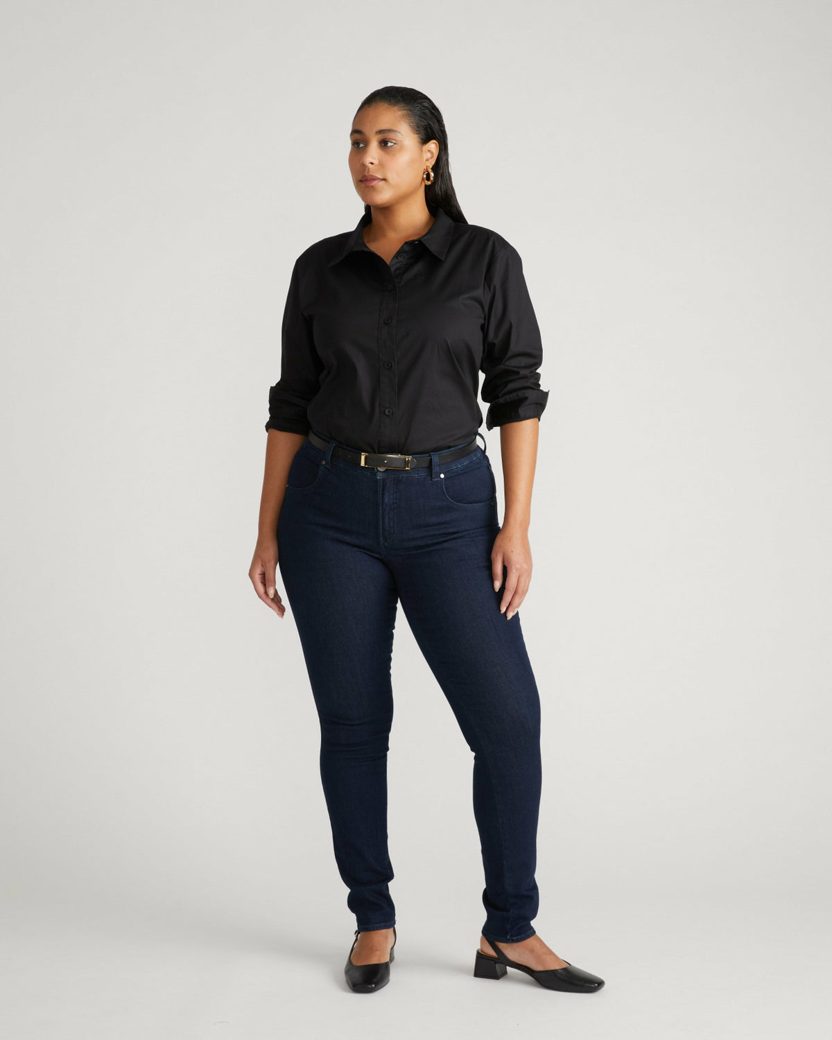 Seine Mid Rise Skinny Jeans 32 Inch - Dark Indigo | Universal Standard