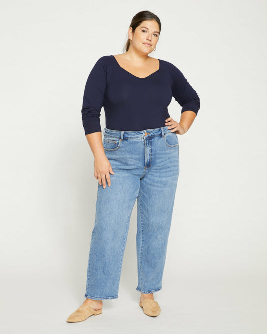 Etta High Rise Straight Leg Jeans 28 Inch - Distressed Washed Indigo | Universal Standard