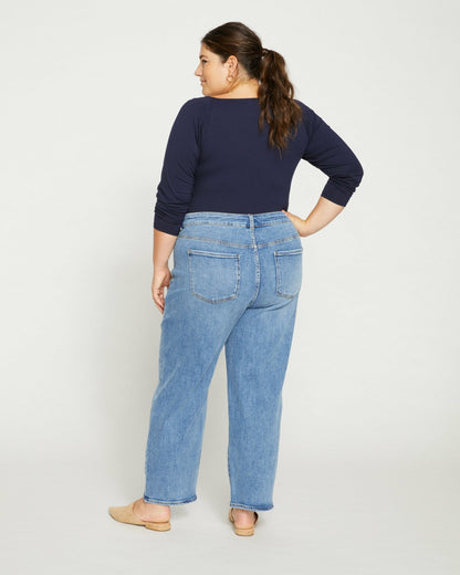 Etta High Rise Straight Leg Jeans 28 Inch - Distressed Washed Indigo | Universal Standard