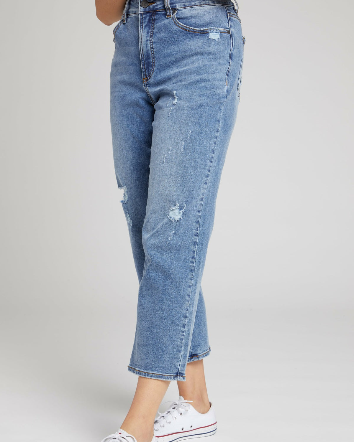 Donna High Rise Curve Straight Leg Jeans 27 Inch - Distressed Indigo | Universal Standard