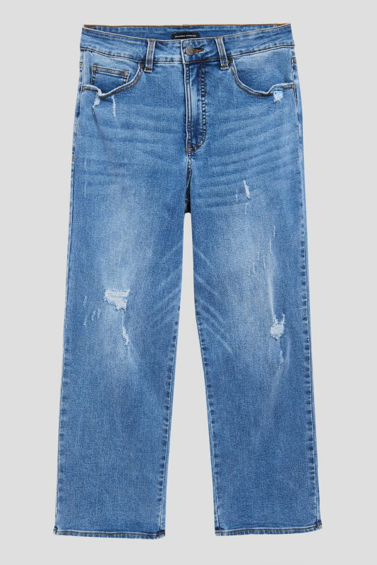 Donna High Rise Curve Straight Leg Jeans 27 Inch - Distressed Indigo | Universal Standard