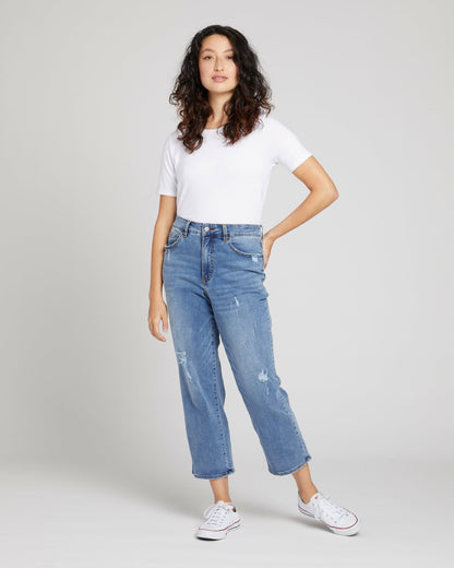 Donna High Rise Curve Straight Leg Jeans 27 Inch - Distressed Indigo | Universal Standard