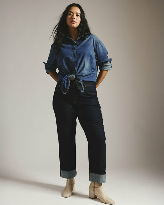 Stevie High Rise Cuffed Straight Leg Jeans - Vintage Indigo Selvedge | Universal Standard