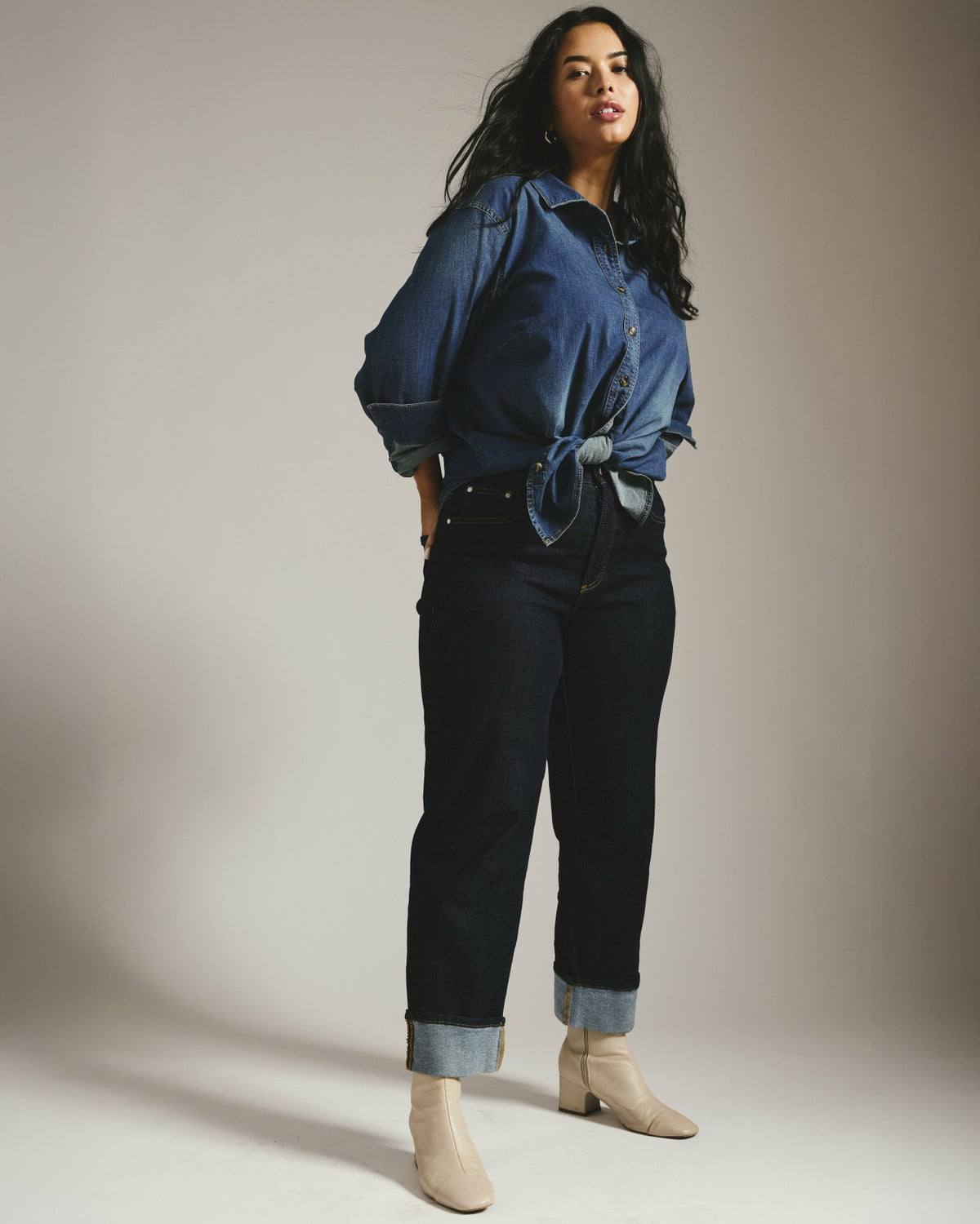 Stevie High Rise Cuffed Straight Leg Jeans - Vintage Indigo Selvedge | Universal Standard
