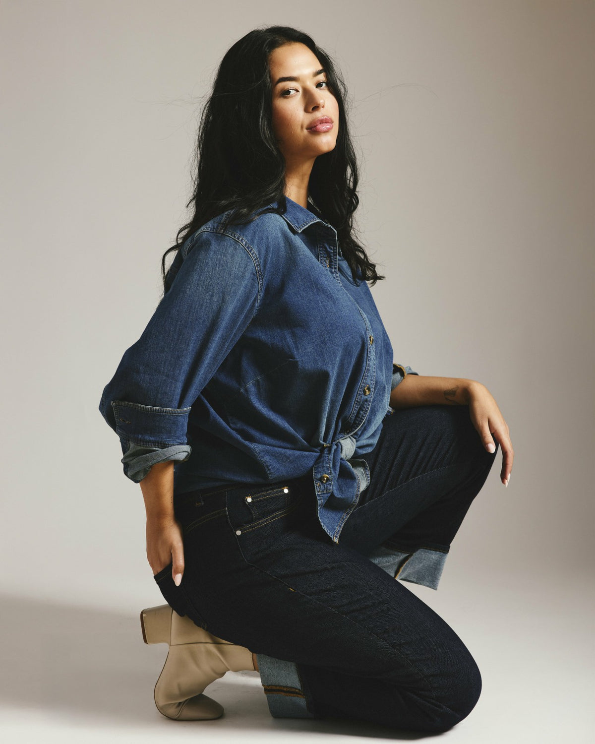 Stevie High Rise Cuffed Straight Leg Jeans - Vintage Indigo Selvedge | Universal Standard