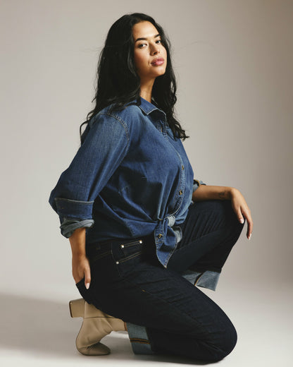 Stevie High Rise Cuffed Straight Leg Jeans - Vintage Indigo Selvedge | Universal Standard