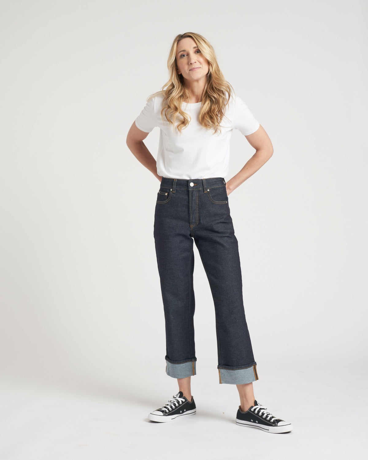 Stevie High Rise Cuffed Straight Leg Jeans - Vintage Indigo Selvedge | Universal Standard