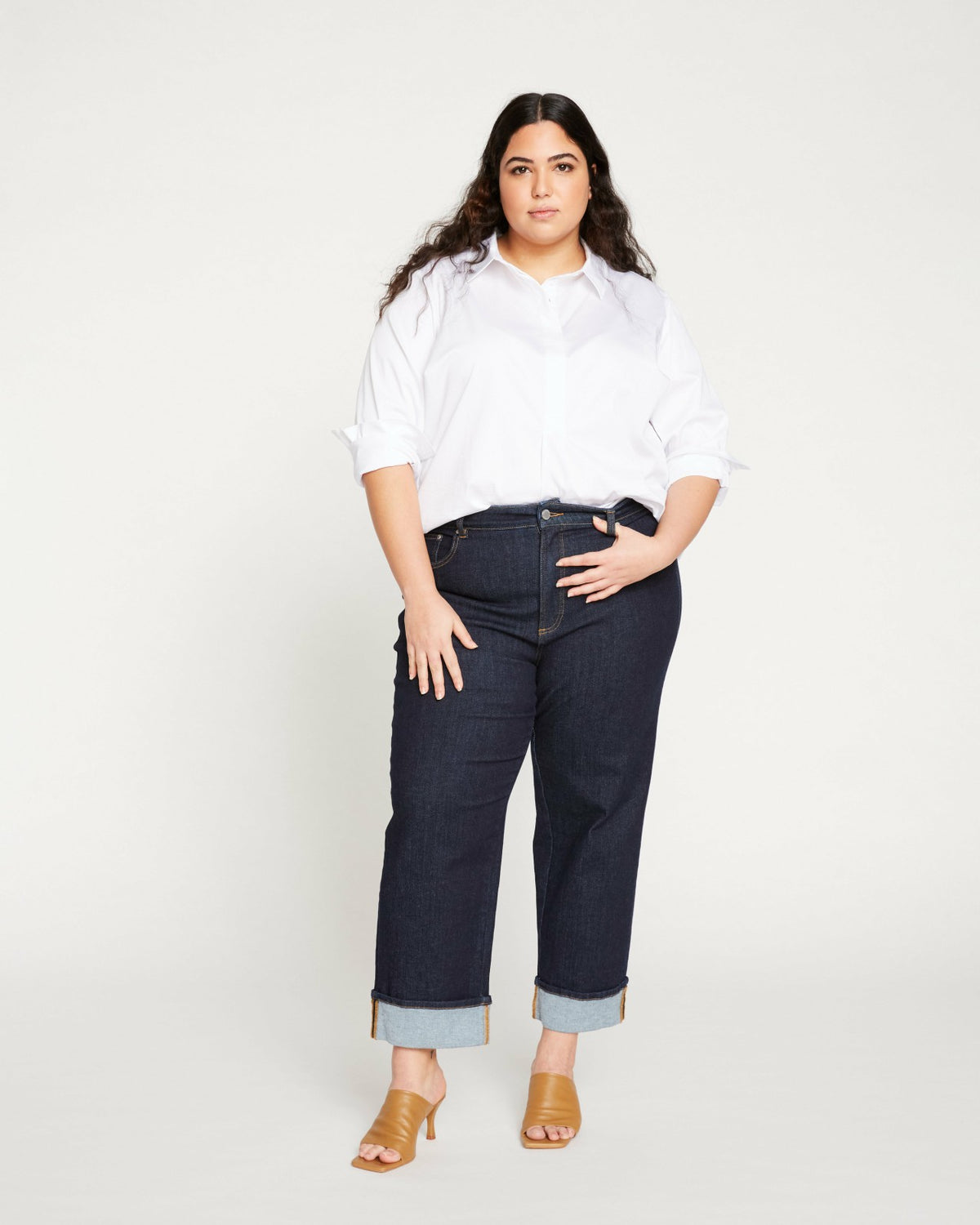 Stevie High Rise Cuffed Straight Leg Jeans - Vintage Indigo Selvedge | Universal Standard