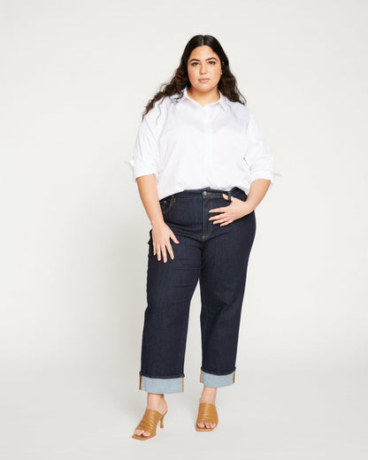 Stevie High Rise Cuffed Straight Leg Jeans - Vintage Indigo Selvedge | Universal Standard