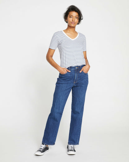 Donna High Rise Curve Straight Leg Jeans 32 Inch - Stonewash Indigo | Universal Standard