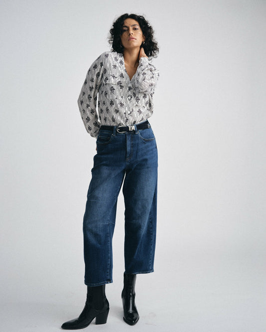 Dakota Cropped Barrel Leg Jeans - Naval Blue Wash | Universal Standard