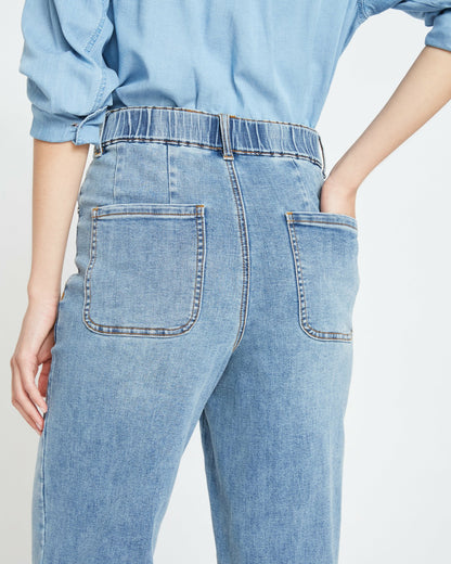 Elastic Waist Weekend Jeans - Distressed Washed Indigo | Universal Standard
