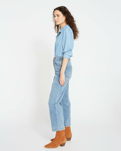 Elastic Waist Weekend Jeans - Distressed Washed Indigo | Universal Standard