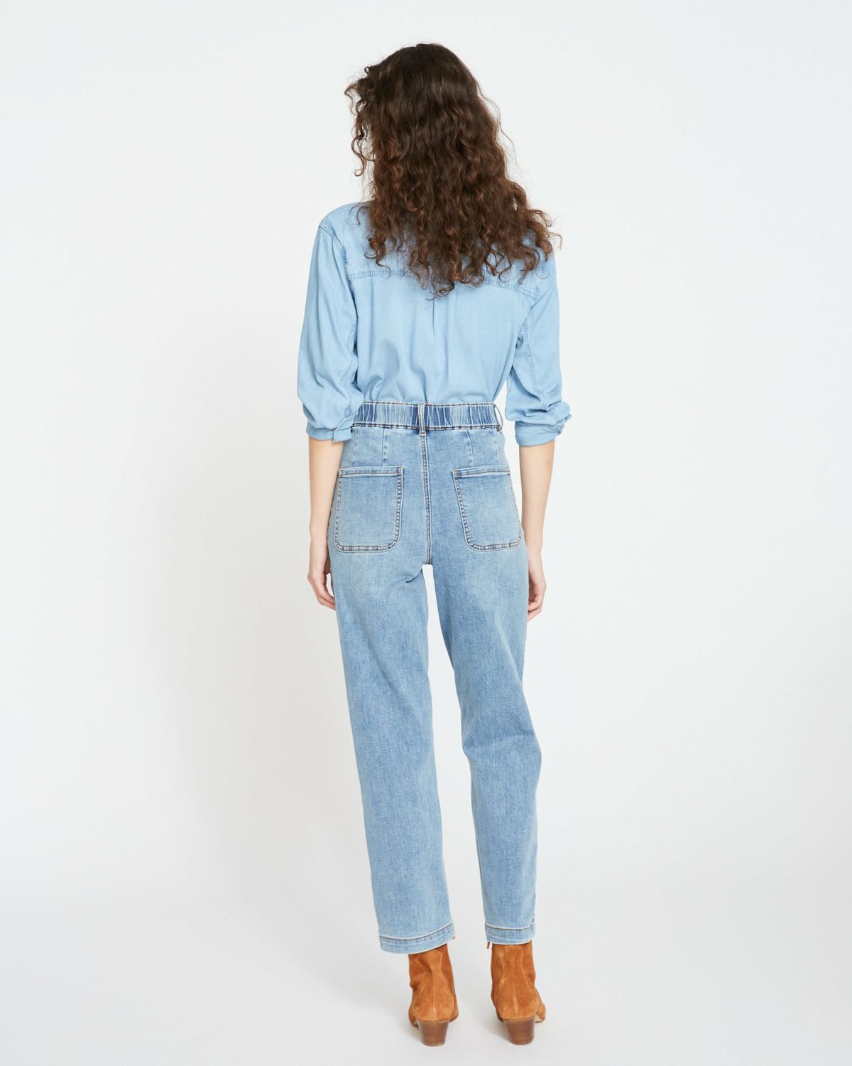 Elastic Waist Weekend Jeans - Distressed Washed Indigo | Universal Standard