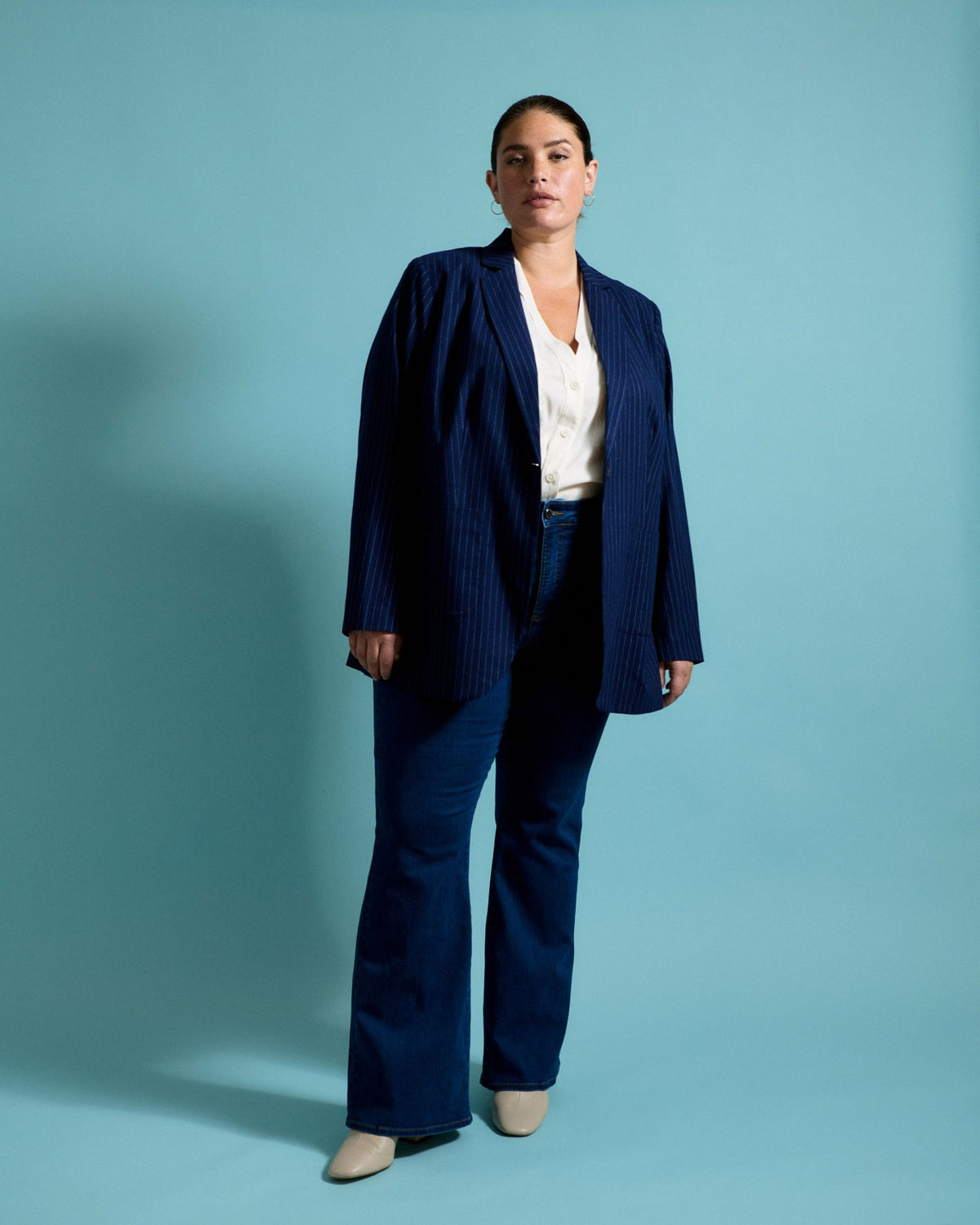 Farrah High Rise Flared Jeans - Pure Blue | Universal Standard