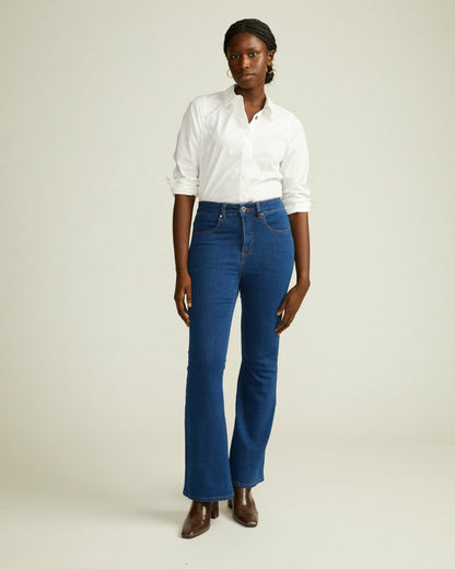 Farrah High Rise Flared Jeans - Pure Blue | Universal Standard