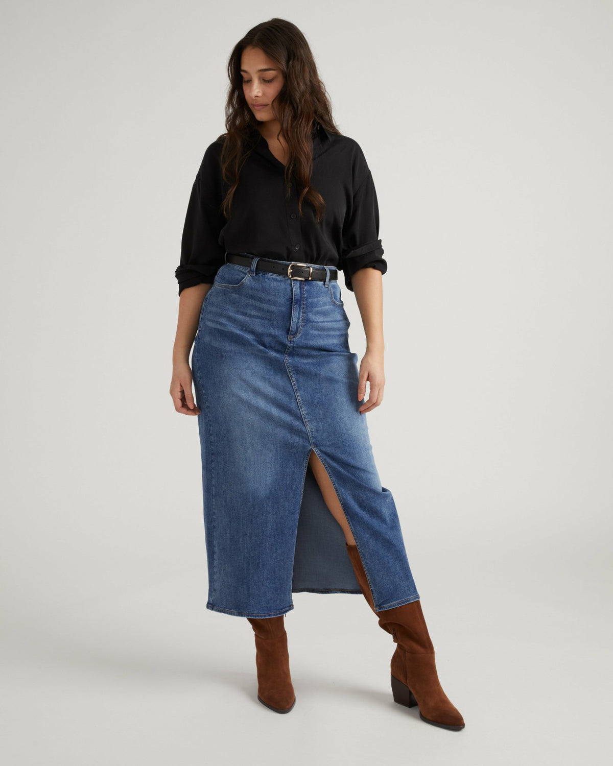 ComfortDenim Maxi Skirt - Western Blue Wash | Universal Standard
