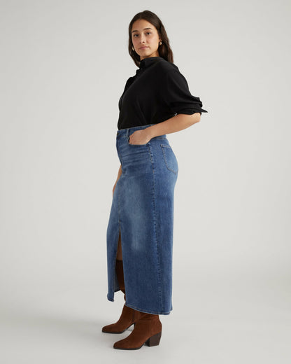 ComfortDenim Maxi Skirt - Western Blue Wash | Universal Standard