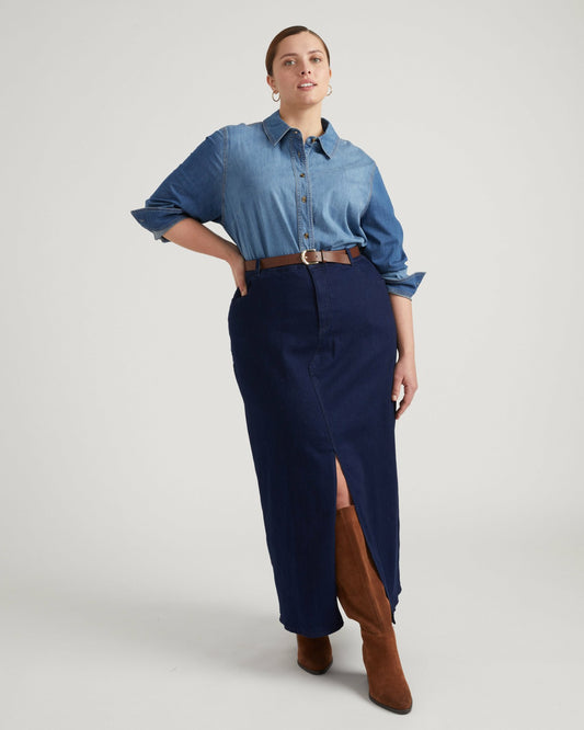 ComfortDenim Maxi Skirt - Dark Indigo | Universal Standard