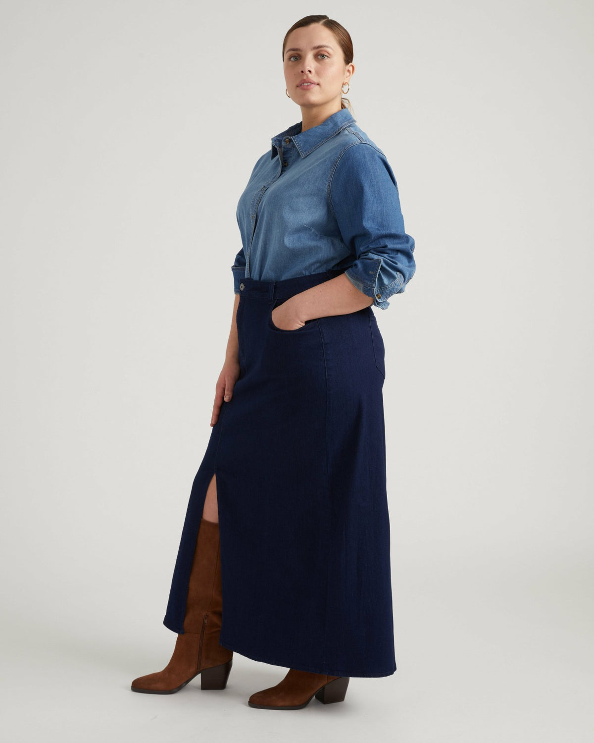 ComfortDenim Maxi Skirt - Dark Indigo | Universal Standard