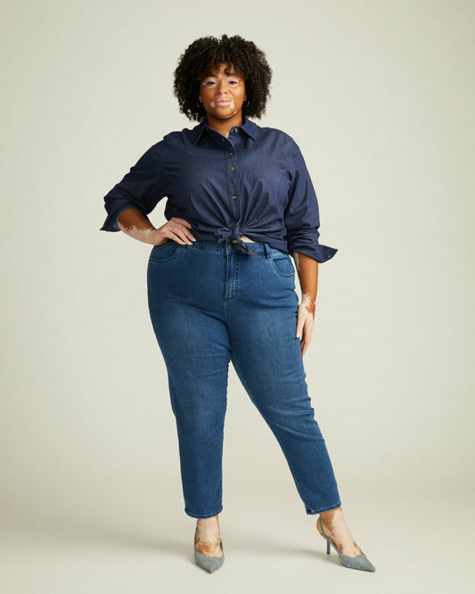 Minimalist Stretch Cotton Chambray Shirt - Dark Indigo | Universal Standard