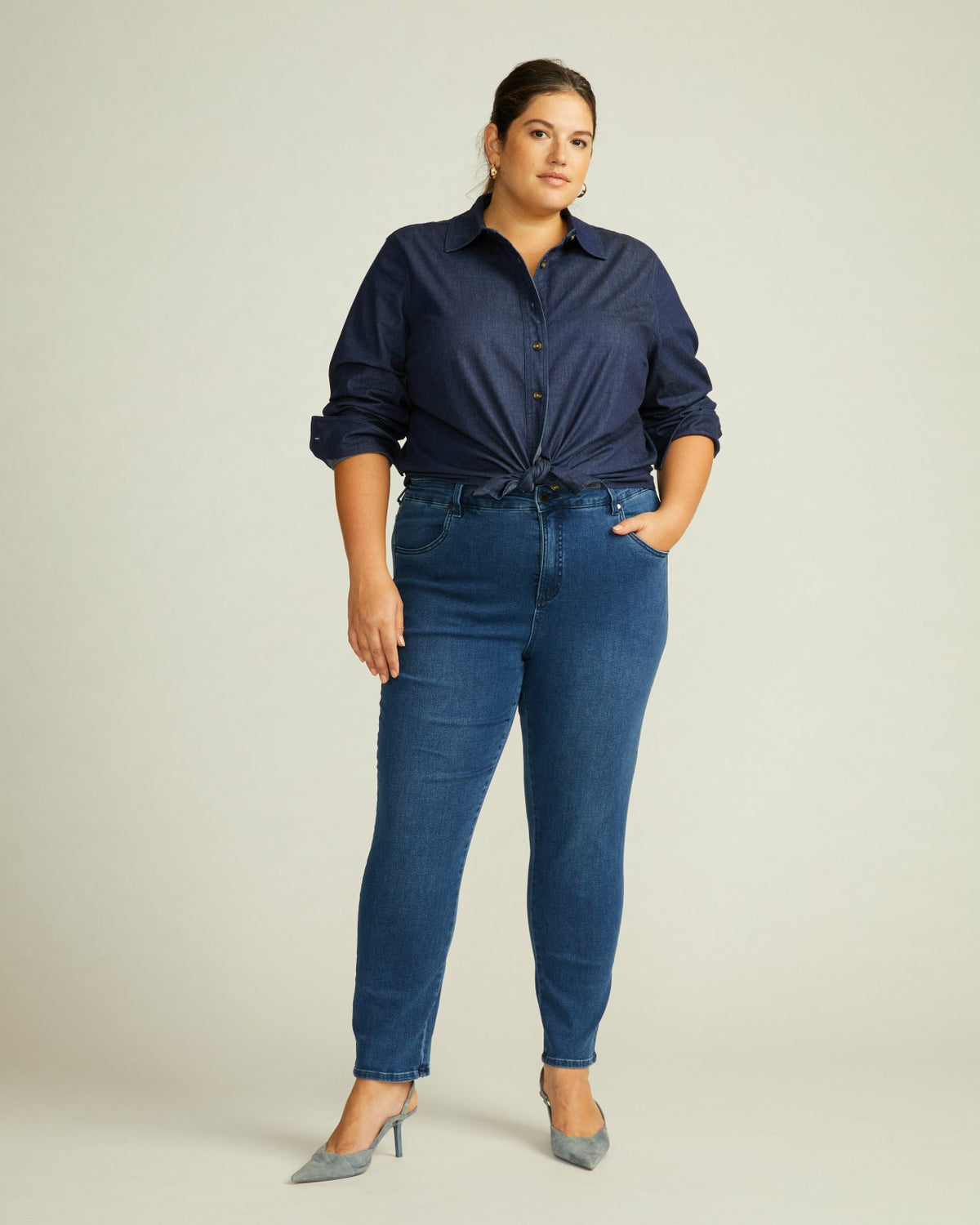 Minimalist Stretch Cotton Chambray Shirt - Dark Indigo | Universal Standard